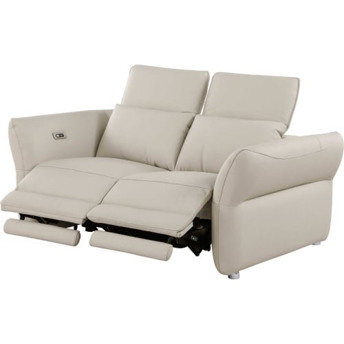 Atlanta One Touch Reclining Modular Loveseat in Beige Leatherette